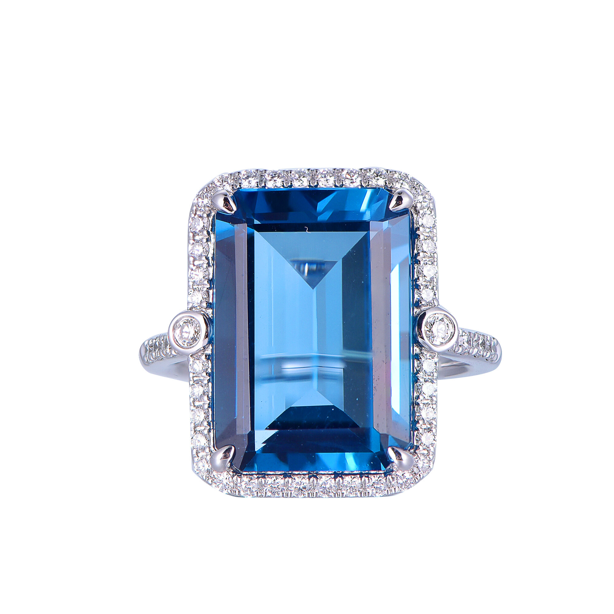 London Blue Topaz Ring in White Gold
